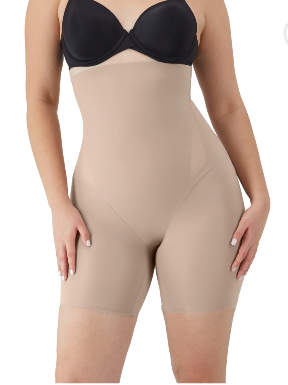 Maidenform High-Waist Beige Shaping Shorter-leg Shapewear